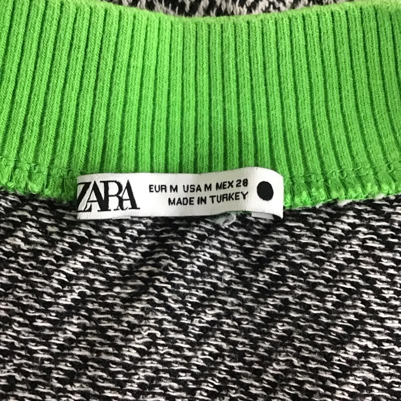 ザラ ZARA ベスト ベスト ニットベスト ノースリーブニット Vネック M 総柄 白 / ホワイト / X 黒 / ブラック / X 緑 / グリーン / レディース USED 古着 中古 10108832
