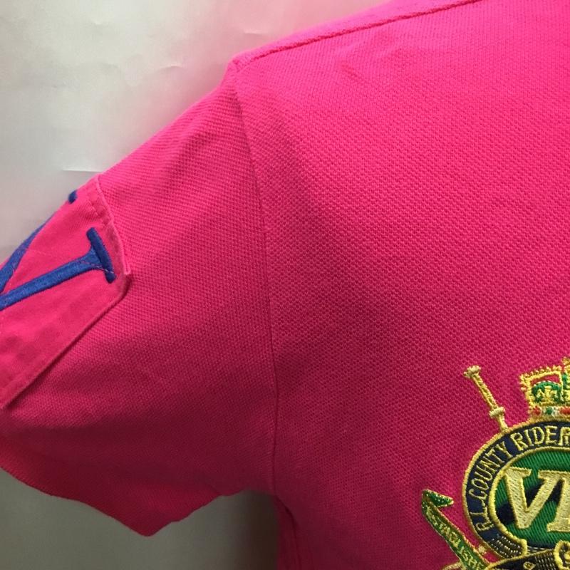 ポロラルフローレン POLO RALPH LAUREN ポロシャツ 半袖 半袖ポロシャツ カラーシャツ 半袖カットソー S ロゴ、文字 桃 / ピンク / メンズ USED 古着 中古 10108543
