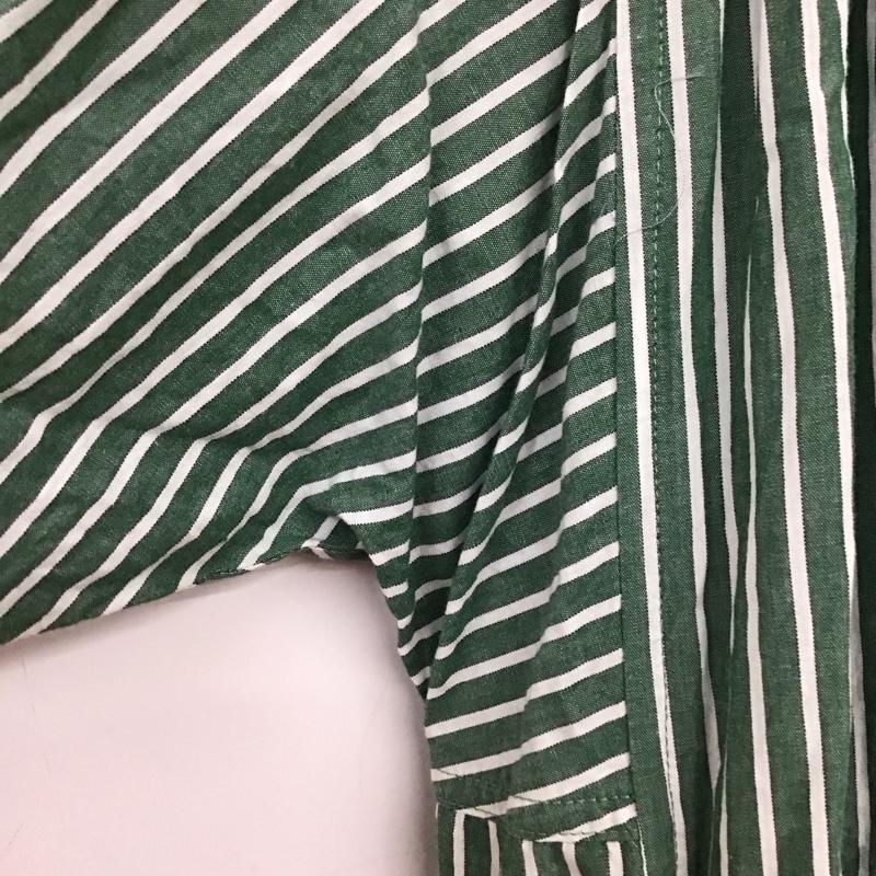 ニコアンド niko and... ワンピース ロングスカート 長袖シャツワンピース 前開きシャツ ノーカラーシャツ M ストライプ 緑 / グリーン / レディース USED 古着 中古 10134218