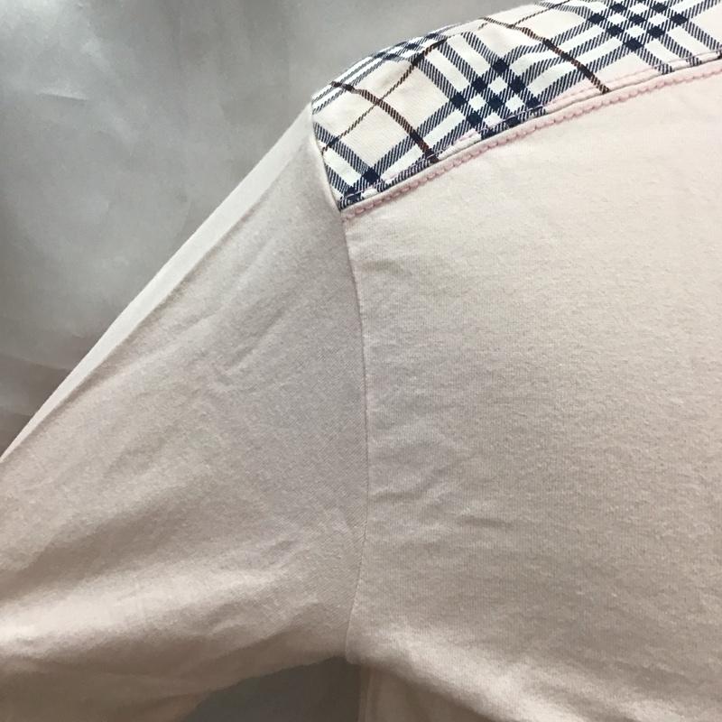 バーバリーロンドン Burberry London カットソー 長袖 長袖カットソー Vネックカットソー ロングスリーブカットソー プリントTシャツ L ロゴ、文字 桃 / ピンク /  メンズ USED 古着 中古 10113166