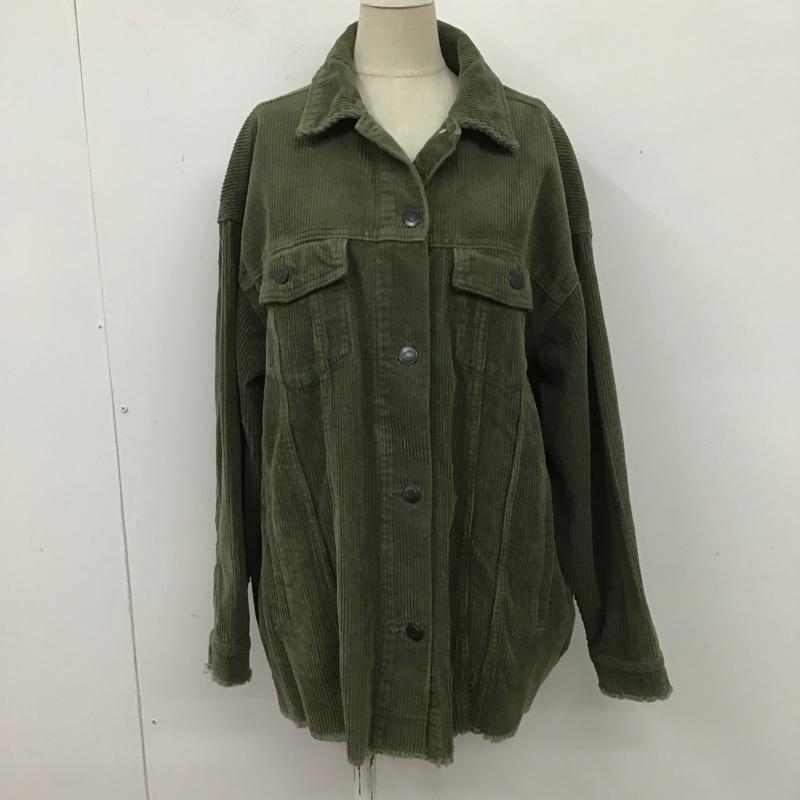 ザラ ZARA ジャケット、上着 ジャケット、ブレザー 8372 227 505 コーデュロイ シャツジャケット L 無地 カーキ / カーキ / レディース USED 古着 中古 10107519