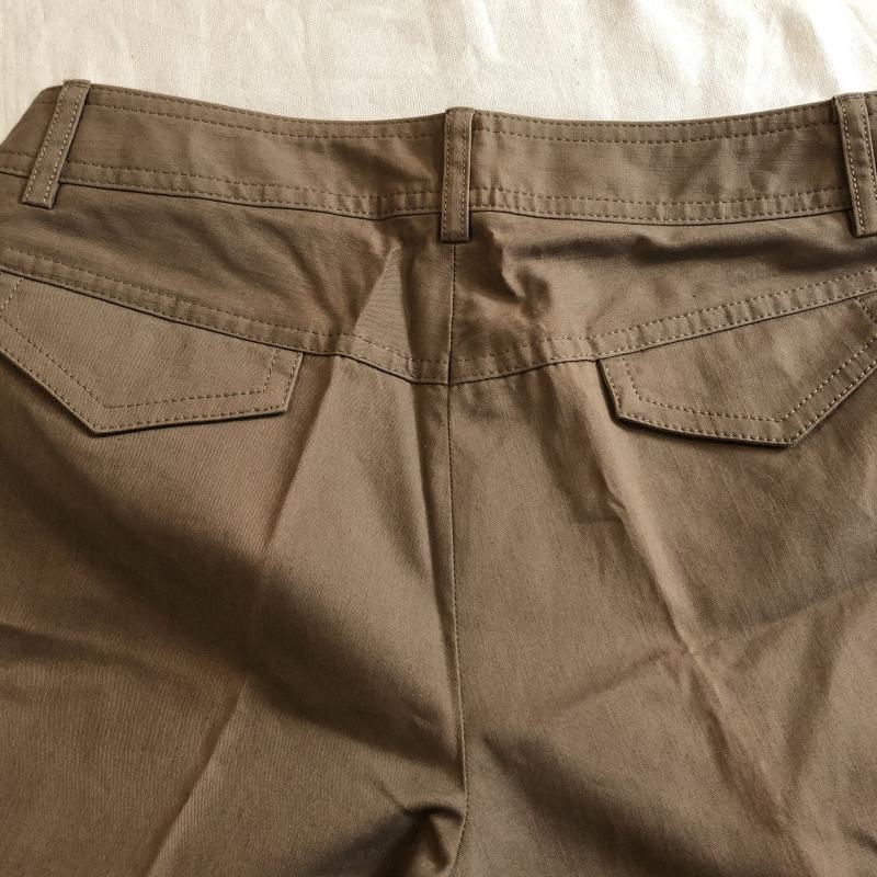 アナイ ANAYI パンツ スラックス センタープレス ブーツカット 38 無地 カーキ / カーキ / X 茶 / ブラウン / レディース USED 古着 中古 10031455