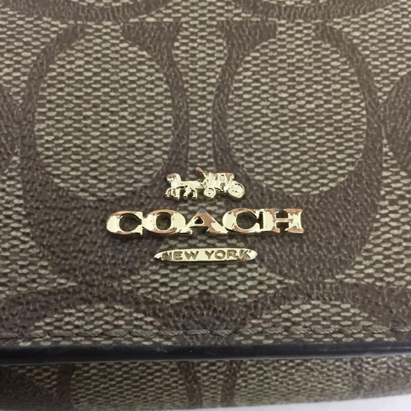 コーチ COACH 財布 コンパクト財布 三つ折り シグネチャー 総柄 ベージュ / ベージュ / レディース USED 古着 中古 10125199