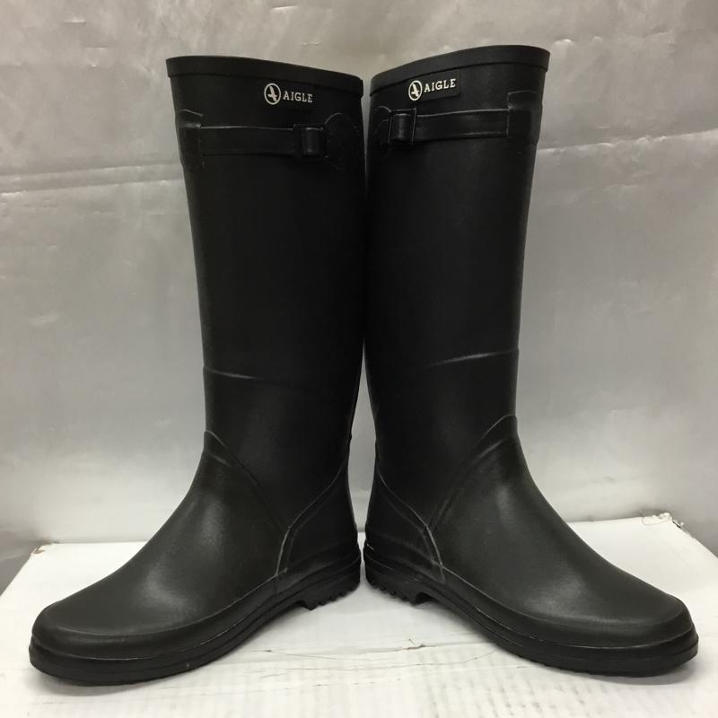 エーグル AIGLE 長靴、レインシューズ 長靴、レインシューズ 101032 レインブーツ 35 ロゴ、文字 黒 / ブラック / レディース USED 古着 中古 10106522