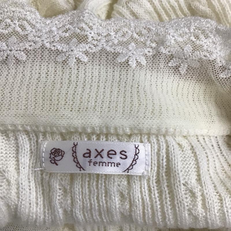 アクシーズファム axes femme ニット、セーター 長袖 長袖ニットカットソー ニット セーター Vネックニット M 無地 白 / ホワイト / メンズ USED 古着 中古 10107706
