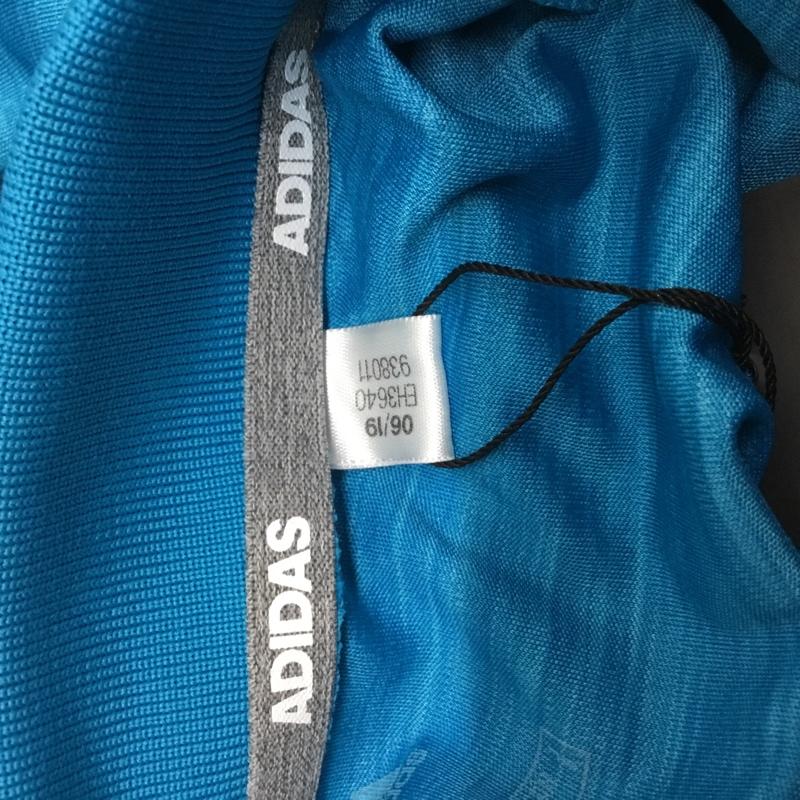 アディダス adidas ポロシャツ 長袖 EH3640 M ロゴ、文字 青 / ブルー / メンズ USED 古着 中古 10135461