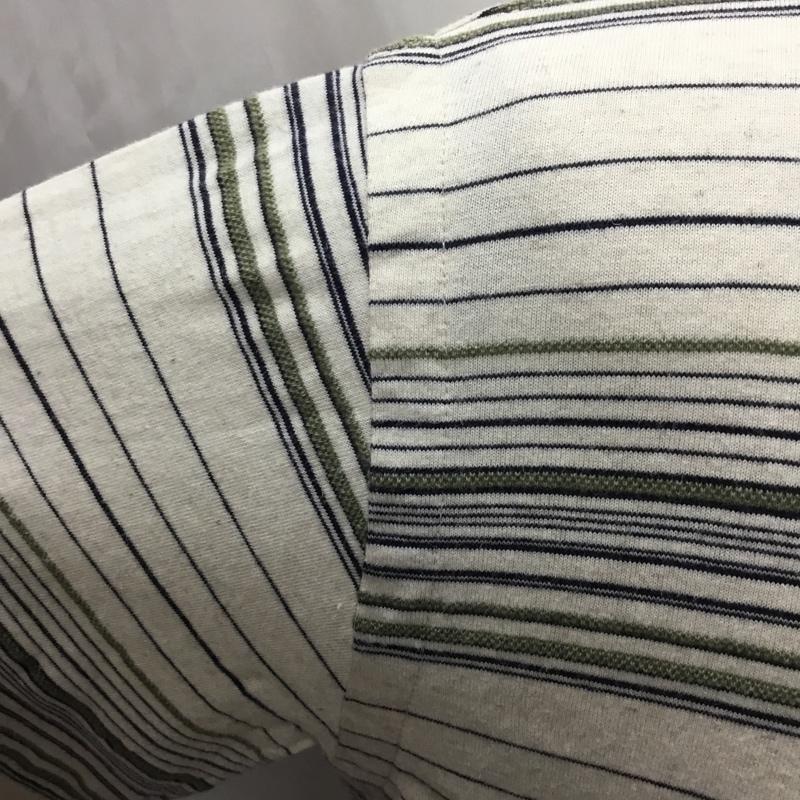 チャップス CHAPS カットソー 半袖 1625-3030 ハーフジップ 襟付き ポロシャツ ボーダー M ワンポイント 紺 / ネイビー / X カーキ / カーキ / X アイボリー / アイボリー / メンズ USED 古着 中古 10115533