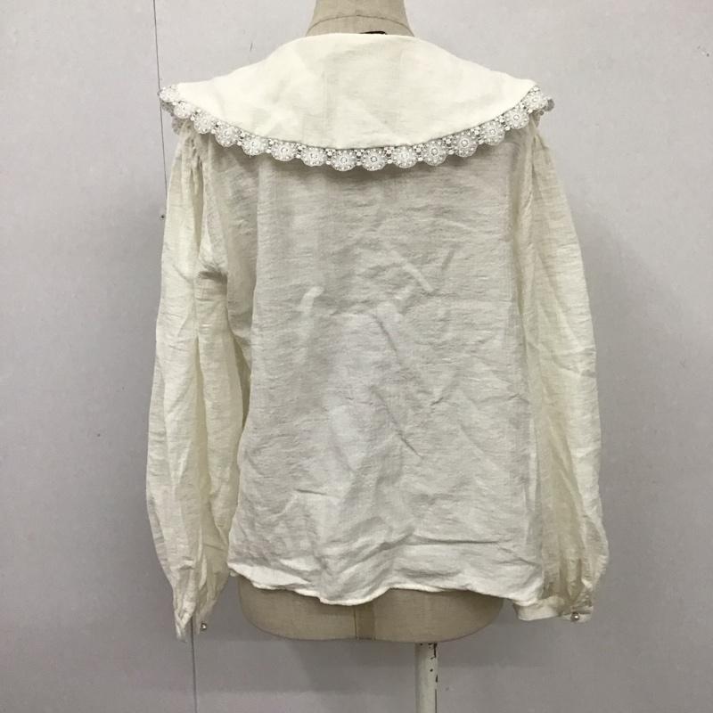 ザラ ZARA シャツ、ブラウス 長袖 3564 183 251 ビッグカラー レース M 無地 アイボリー / アイボリー / レディース USED 古着 中古 10106736