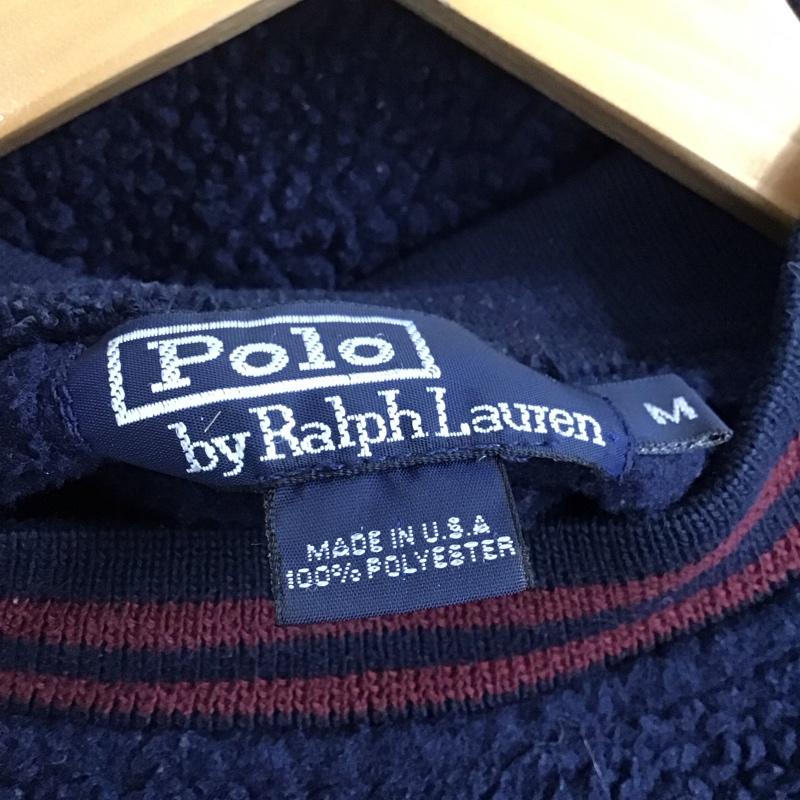 ポロバイラルフローレン Polo by RALPH LAUREN トレーナー 長袖 長袖ボアプルオーバー クルーネック トレーナー 90s usa製 M ロゴ、文字 紺 / ネイビー / メンズ USED 古着 中古 10143523