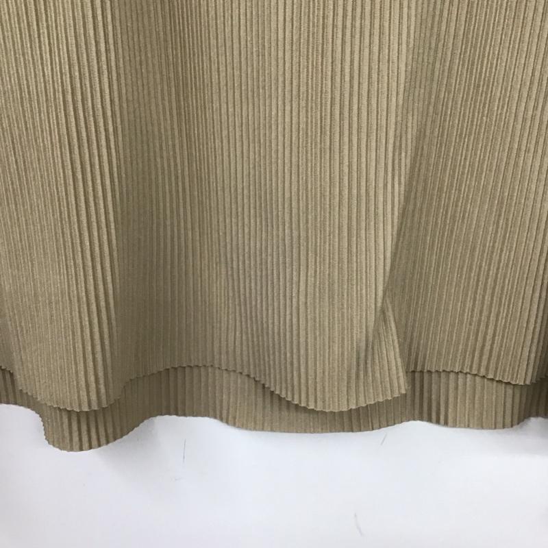 ザラ ZARA カットソー 半袖 5039/160/737 プリーツフリルノースリーブカットソー M 無地 ベージュ / ベージュ / レディース USED 古着 中古 10131179