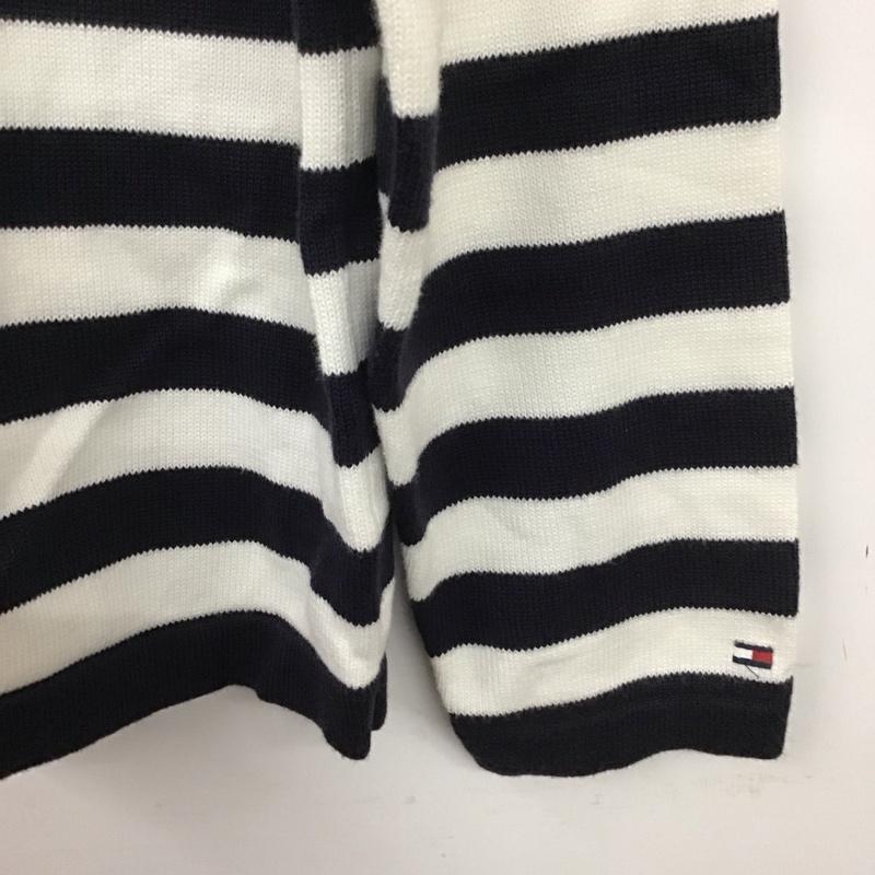 トミーヒルフィガー TOMMY HILFIGER ニット、セーター 長袖 長袖ニットカットソー クルーネック セーター M ボーダー柄 白 / ホワイト / X 紺 / ネイビー / メンズ USED 古着 中古 10137182