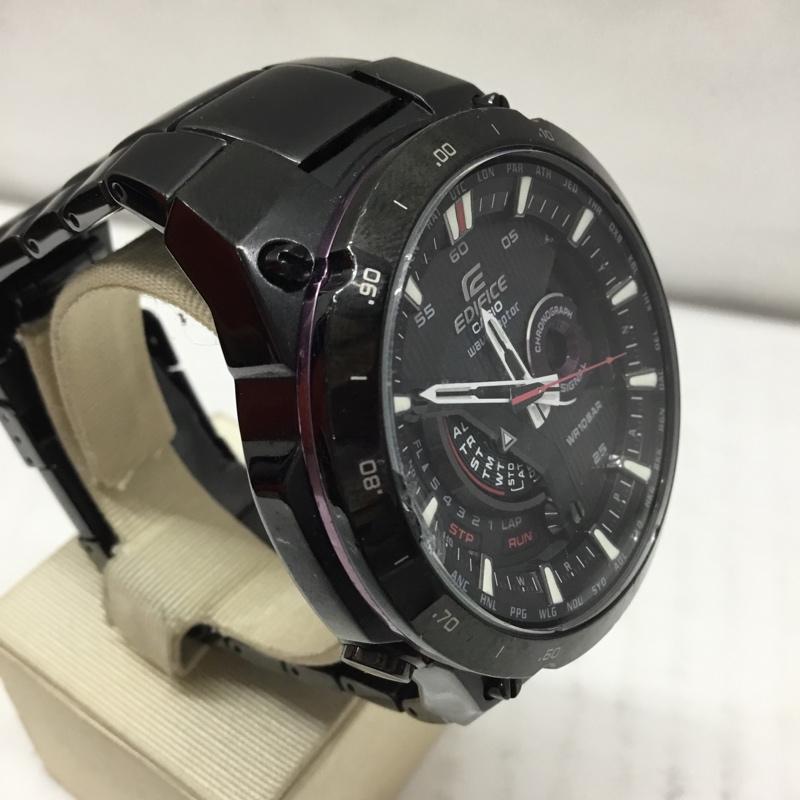 カシオ CASIO 腕時計 アナログ(クォーツ式) EQW-A1000 EDIFICE ソーラー電波 箱有 ロゴ、文字 黒 / ブラック / メンズ USED 古着 中古 10106504