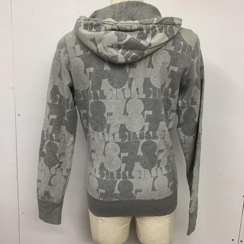 ディーゼル DIESEL パーカー 長袖 ジップアップパーカー 長袖パーカー フード付きパーカー S プリント 灰 / グレー /  メンズ USED 古着 中古 10124557