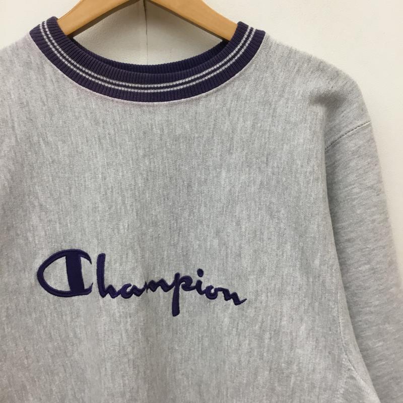 チャンピオン Champion トレーナー 長袖 REVERSE WEAVE USA製 M ロゴ、文字 灰 / グレー / X 紫 / パープル / メンズ USED 古着 中古 10135988