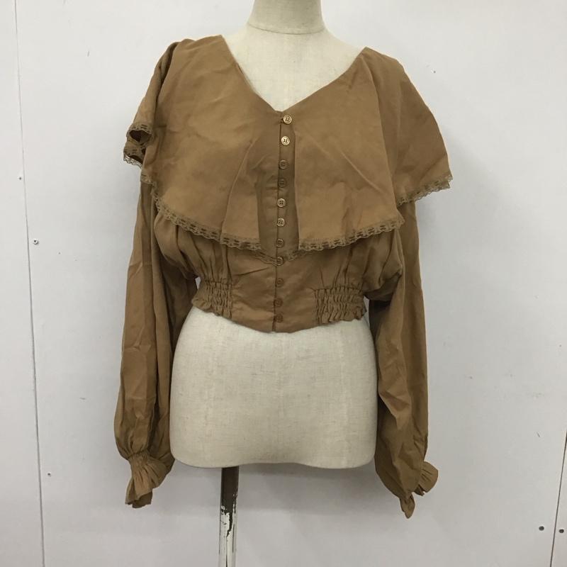 ヘザー Heather シャツ、ブラウス 長袖 HE066070TS ショート丈 ビッグカラー FREE 無地 ベージュ / ベージュ / レディース USED 古着 中古 10107492
