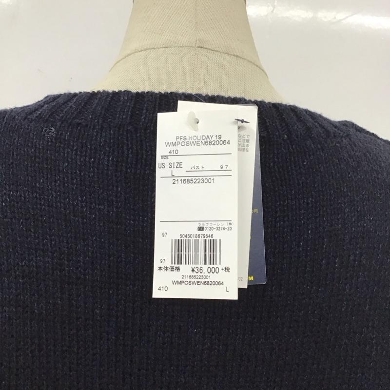 ポロラルフローレン POLO RALPH LAUREN ニット、セーター 長袖 長袖ニットカットソー ニット セーター クルーネックニット L プリント 紺 / ネイビー /  レディース USED 古着 中古 10113757