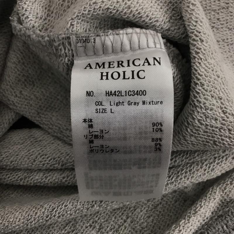 アメリカンホリック AMERICAN HOLIC トレーナー 長袖 長袖トレーナー スウェット クルーネック プルオーバー L ロゴ、文字 灰 / グレー / レディース USED 古着 中古 10138800