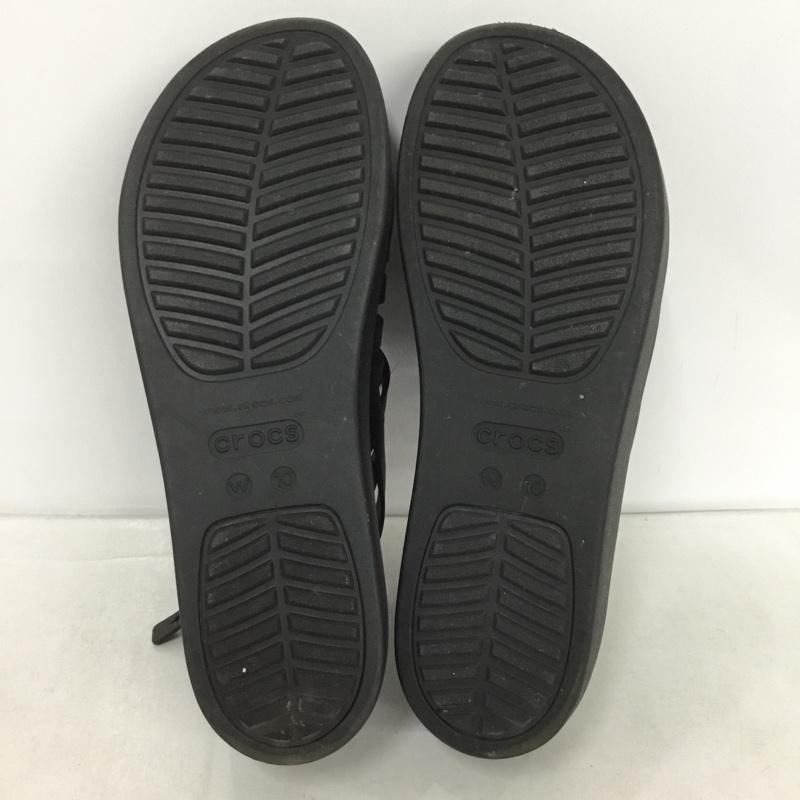 クロックス crocs サンダル サンダル 206751 ブルックリン ストラッピー ローウェッジ W10 ロゴ、文字 黒 / ブラック / レディース USED 古着 中古 10132031