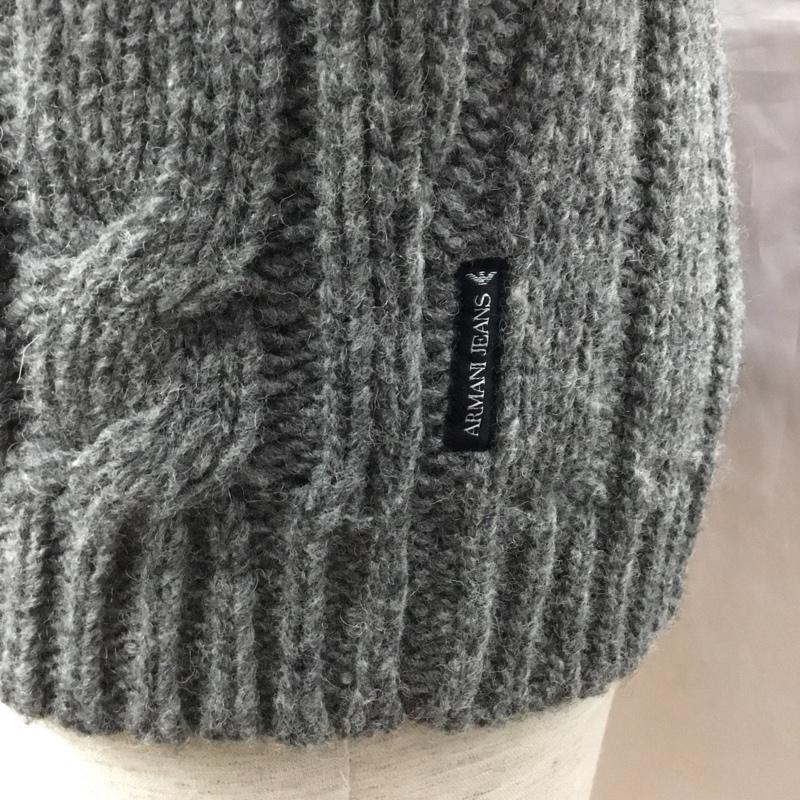 アルマーニジーンズ ARMANI JEANS カーディガン 長袖 長袖ニットカーディガン 前ボタン カラーニットカーディガン L 無地 灰 / グレー / メンズ USED 古着 中古 10121507