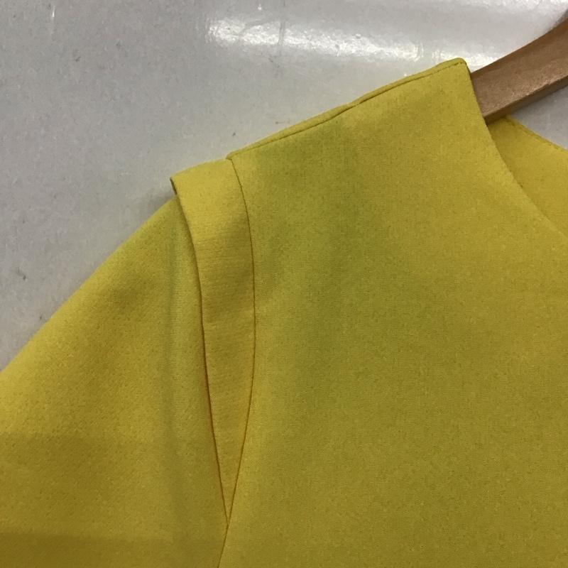 ザラベーシック ZARA BASIC ワンピース ロングスカート 半袖ワンピース タイトスカート ジップアップ クルーネック M 無地 黄 / イエロー / レディース USED 古着 中古 10136058