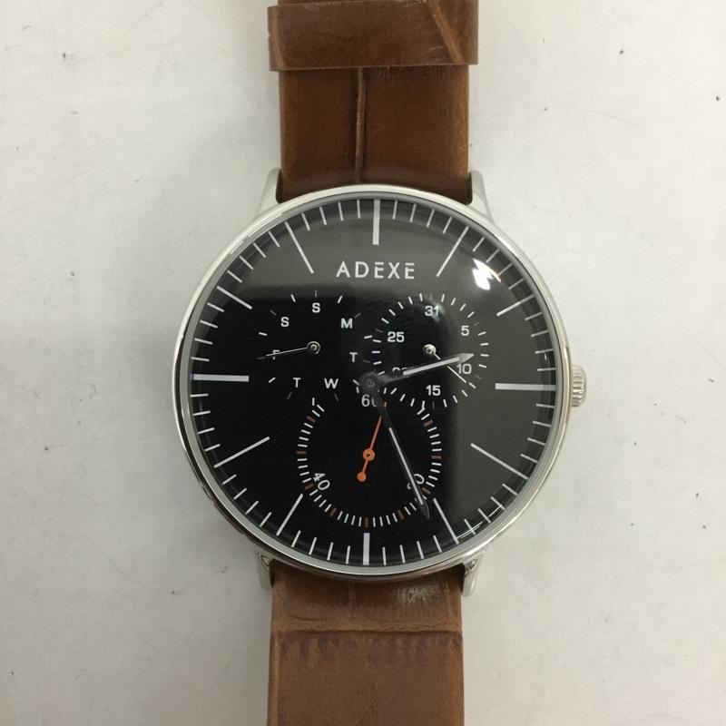 アデクス ADEXE 腕時計 アナログ(クォーツ式) 1868A-04 レザーバンド ロゴ、文字 茶 / ブラウン / メンズ USED 古着 中古 10127481