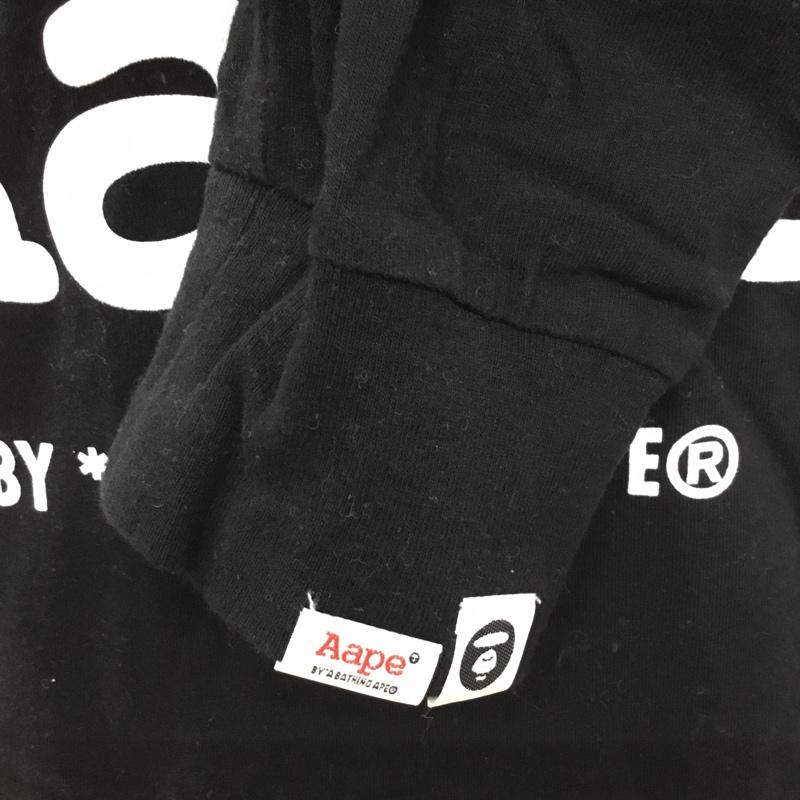 エーエイプバイアベイシングエイプ AAPE BY A BATHING APE カットソー 長袖 長袖カットソー クルーネックカットソー プリントTシャツ ロングスリーブカットソー M プリント 黒 / ブラック /  メンズ USED 古着 中古 10111293