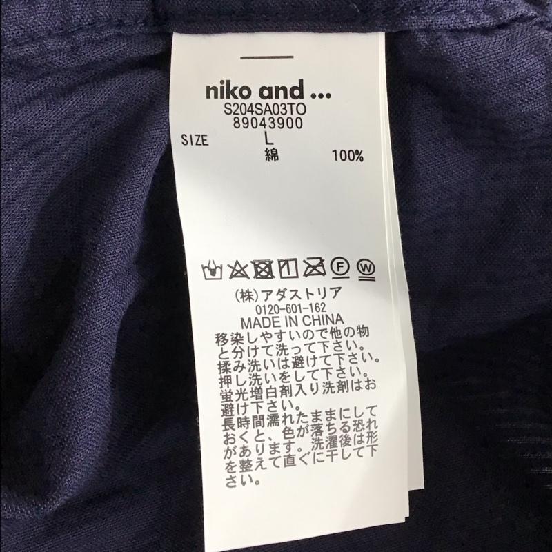 ニコアンド niko and... シャツ、ブラウス 長袖 S204SA03TO コーデュロイ バンドカラー L 無地 紺 / ネイビー / レディース USED 古着 中古 10118355