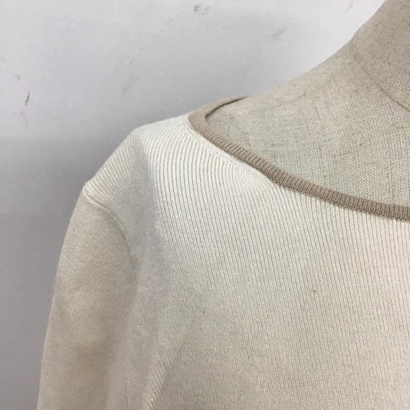 ナチュラルビューティーベーシック NATURAL BEAUTY BASIC ニット、セーター 長袖 017-1170210 総針ボートネックニット 長袖ニットカットソー M 無地 ベージュ / ベージュ / レディース USED 古着 中古 10121651