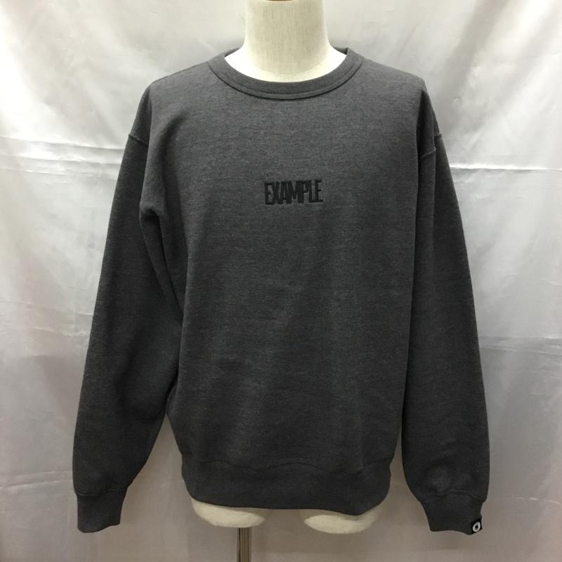 イグザンプル EXAMPLE トレーナー 長袖 長袖トレーナー スウェット クルーネック リブスウェットカットソー L ロゴ、文字 灰 / グレー / メンズ USED 古着 中古 10108450