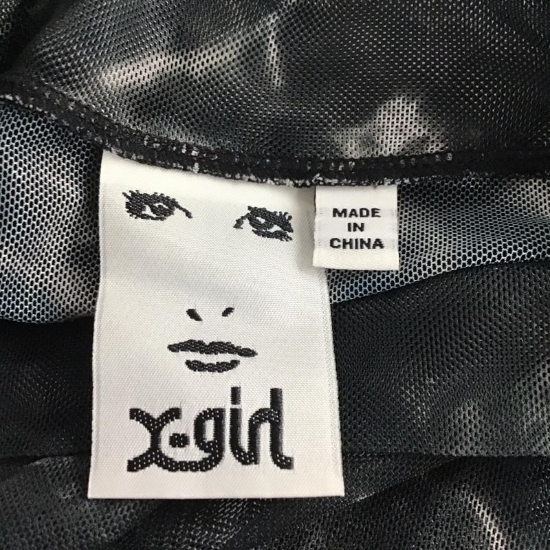 エックスガール X-girl カットソー 長袖 05192322 シースルー シアー スタンドネック 1 総柄 黒 / ブラック / レディース USED 古着 中古 10122673