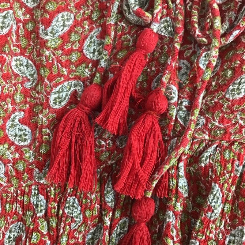 ザラ ZARA カットソー 長袖 L 総柄 赤 / レッド / レディース USED 古着 中古 10130292