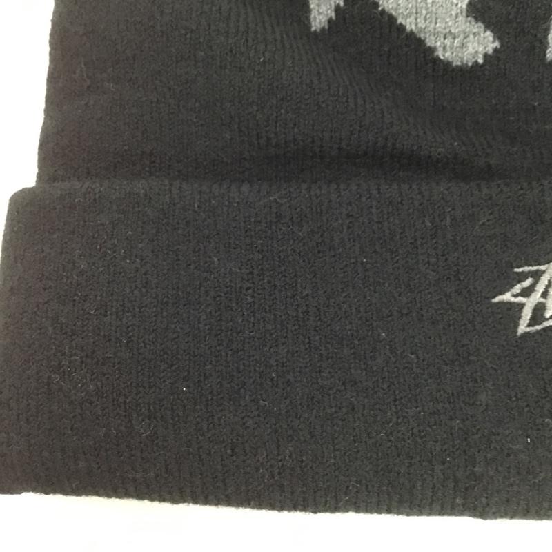 ステューシー STUSSY 帽子 ニット帽 ボンボン ロゴ、文字 黒 / ブラック / メンズ USED 古着 中古 10133398