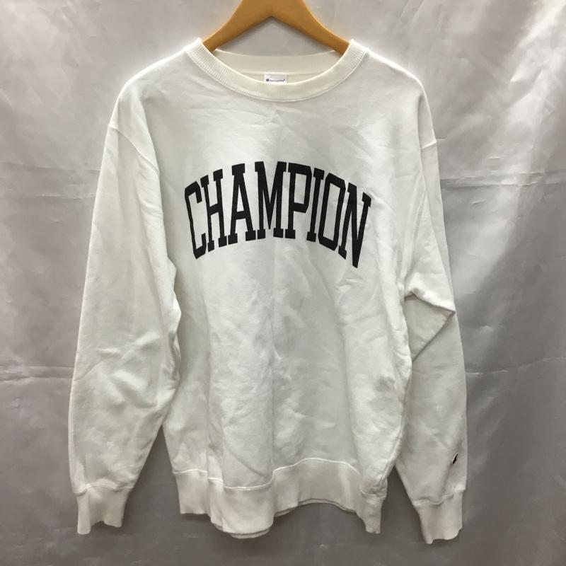 チャンピオン Champion トレーナー 長袖 XL プリント X ロゴ、文字 白 / ホワイト / メンズ USED 古着 中古 10110831