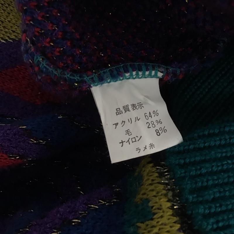 古着 USED ニット、セーター 長袖 長袖ニットカットソー クルーネック セーター 古着 4L プリント マルチカラー / マルチカラー / メンズ USED 古着 中古 10139746