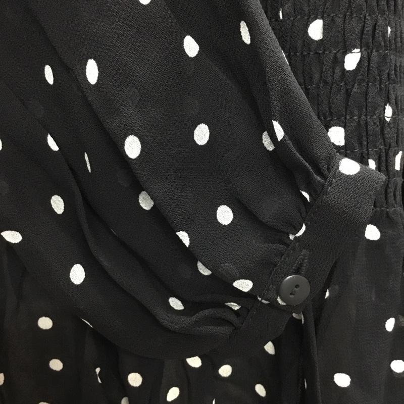 ザラ ZARA カットソー 長袖 長袖カットソー クルーネックカットソー ロングスリーブカットソー シャツカットソー S ドット 黒 / ブラック / レディース USED 古着 中古 10115792