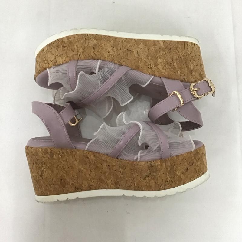 アクシーズファム axes femme サンダル サンダル ウエッジソール プリーツフリルサンダル ストラップ M 無地 紫 / パープル / レディース USED 古着 中古 10126153