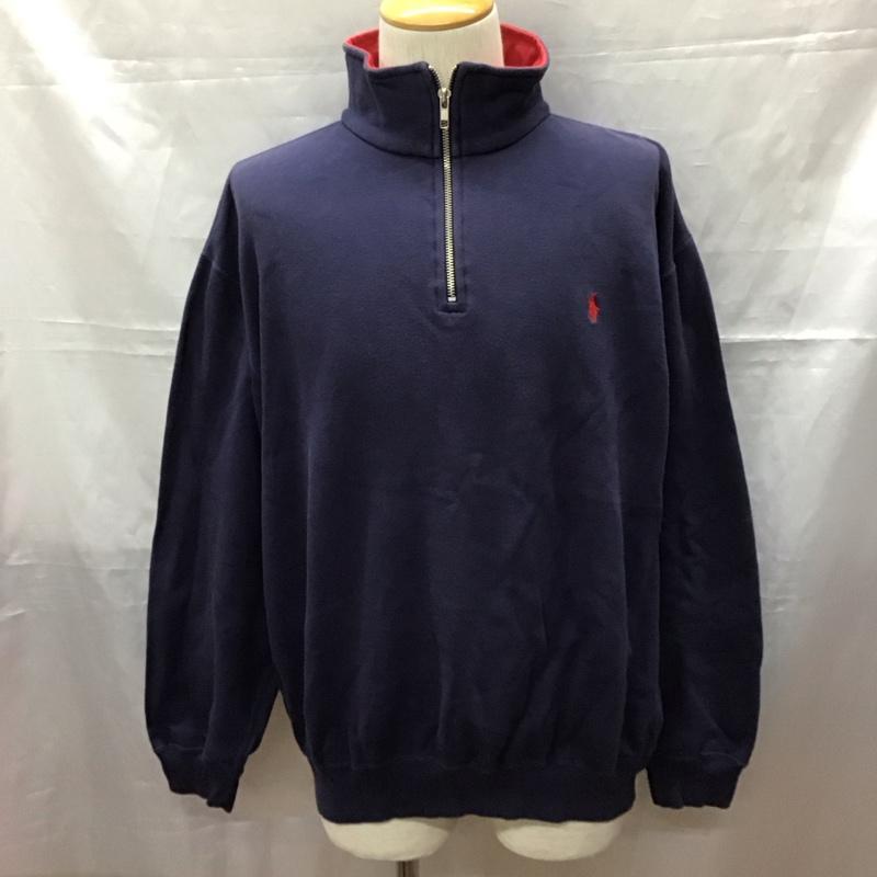 ポロバイラルフローレン Polo by RALPH LAUREN トレーナー 長袖 ハーフジップ M 無地 紺 / ネイビー / メンズ USED 古着 中古 10111840