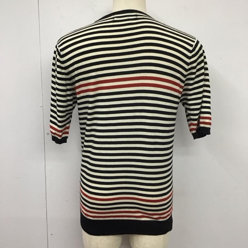 ジィ ヒステリック トリプルエックス Thee Hysteric XXX ニット、セーター 半袖 半袖ニットカットソー クルーネックカットソー 半袖セーター M ボーダー柄 白 / ホワイト / X 黒 / ブラック /  メンズ USED 古着 中古 10113136