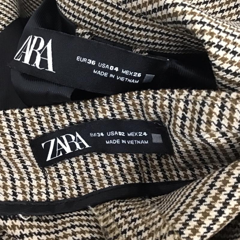 ザラ ZARA セットアップ セットアップ 9929 328 704 ブレザー ジャケット テーパードパンツ 千鳥格子 黒 / ブラック / X 茶 / ブラウン / X ベージュ / ベージュ / レディース USED 古着 中古 10133317