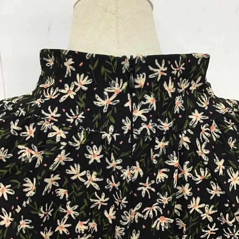 ザラ ZARA カットソー 長袖 5580 151 330 プルオーバーブラウス スタンドネック L 花柄 黒 / ブラック / レディース USED 古着 中古 10126487