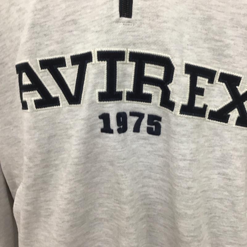 アヴィレックス AVIREX トレーナー 長袖 長袖トレーナー スウェット スタンドネック リブスウェットカットソー XL ロゴ、文字 灰 / グレー / メンズ USED 古着 中古 10108023