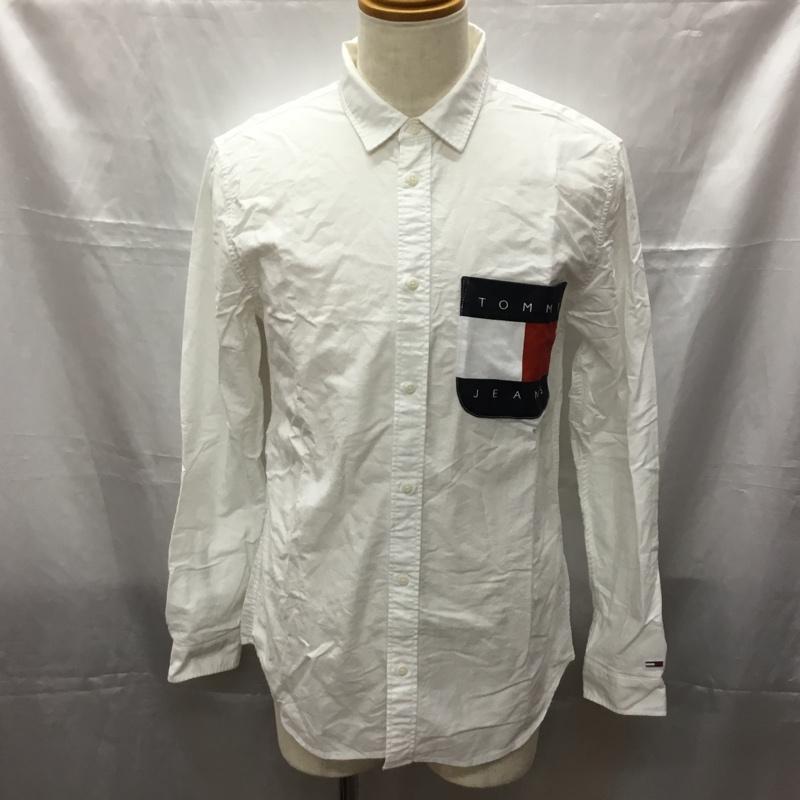 トミーヒルフィガー TOMMY HILFIGER シャツ、ブラウス 長袖 長袖シャツ カラーシャツ ポケットシャツ 長袖カットソー L ロゴ、文字 白 / ホワイト /  メンズ USED 古着 中古 10112450