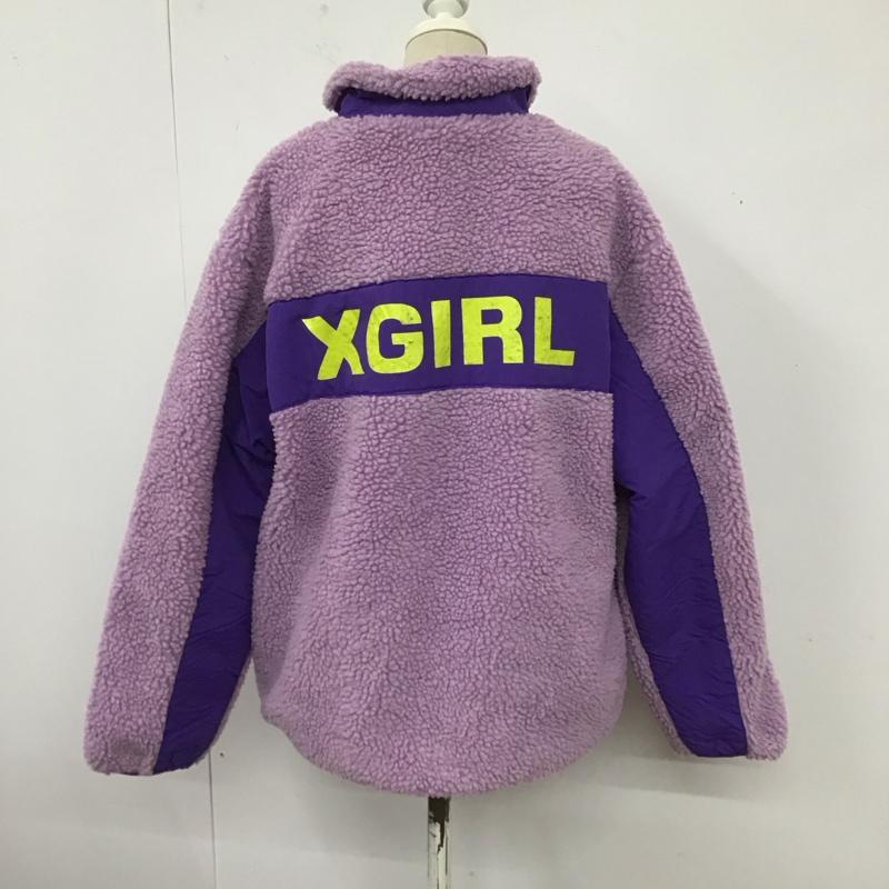 エックスガール X-girl ジャケット、上着 ジャンパー、ブルゾン ジップアップカラー フリースジャケット アウター カジュアルジャケット 1 ロゴ、文字 紫 / パープル / レディース USED 古着 中古 10124219