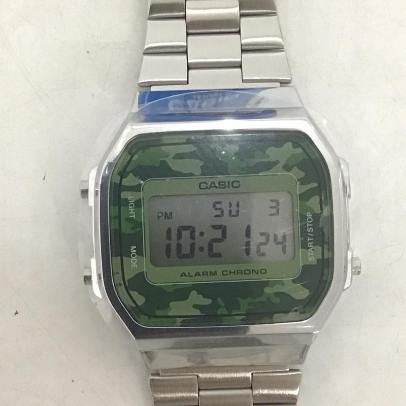 カシオ CASIO 腕時計 デジタル A168WE 迷彩 箱有 ロゴ、文字 銀 / シルバー / メンズ USED 古着 中古 10134454