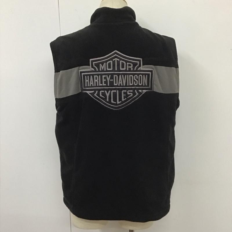 ハーレーダビッドソン Harley-Davidson ベスト ベスト 98430-09VM フリース フルジップ L ロゴ、文字 黒 / ブラック / X 灰 / グレー / メンズ USED 古着 中古 10111872