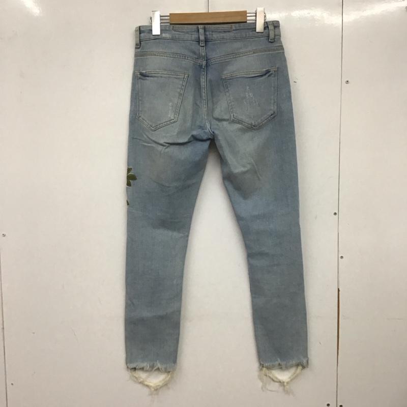 ザラ ZARA パンツ デニム、ジーンズ 6045 467 406 バラ 刺繍 ダメージ加工 水色 / ライトブルー / メンズ USED 古着 中古 10139605