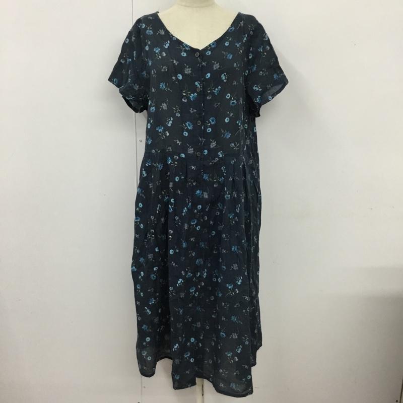 サマンサモスモス Samansa Mos2 ワンピース ロングスカート TKH-1103321 ロングシャツワンピース 半袖ワンピース 前開き花柄 FREE 総柄 X 花柄 紺 / ネイビー / レディース USED 古着 中古 10110025