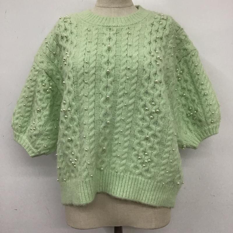 ザラ ZARA ニット、セーター 半袖 9598 184 526 パール パフスリーブ M 薄緑 / ライトグリーン / レディース USED 古着 中古 10124989
