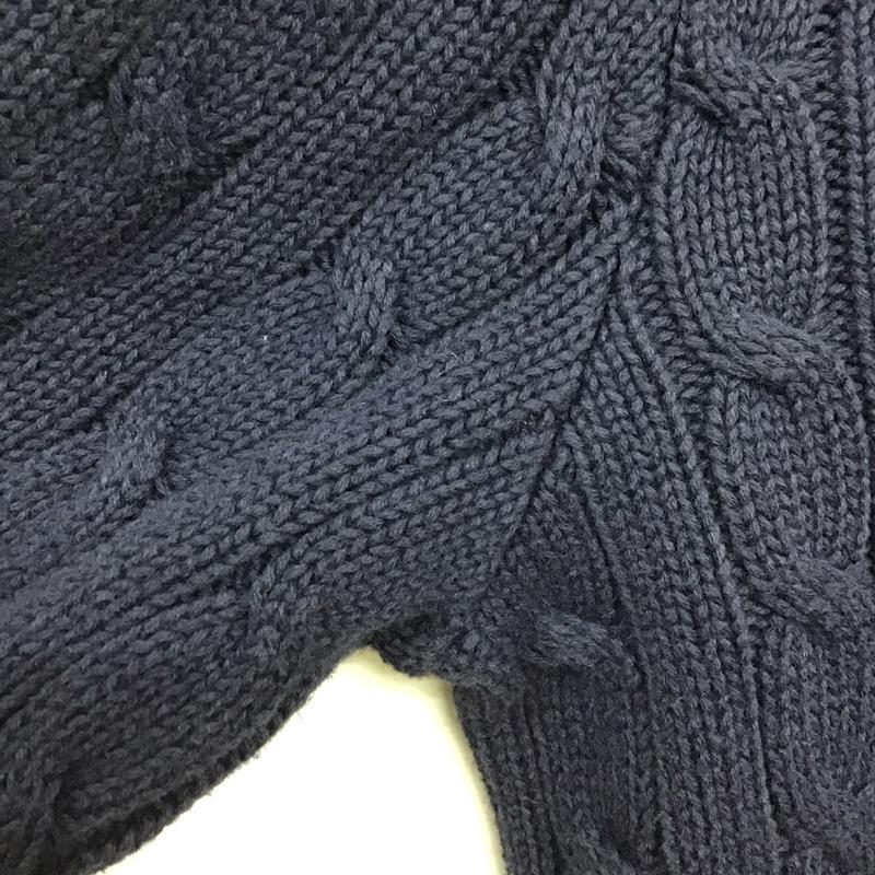ラルフローレン RALPHLAUREN ニット、セーター 長袖 ケーブル編み コットン クルーネック L ワンポイント 紺 / ネイビー / レディース USED 古着 中古 10138500