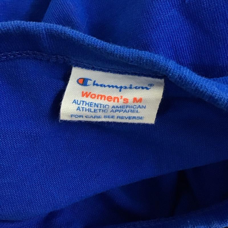 チャンピオン Champion ワンピース ひざ丈スカート CWSK358 クルーネック 半袖 カットソーワンピ M ロゴ、文字 青 / ブルー /  レディース USED 古着 中古 10112964
